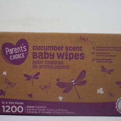 Parent's Choice Cucumber Scent Baby Wipes 1200 Count - New