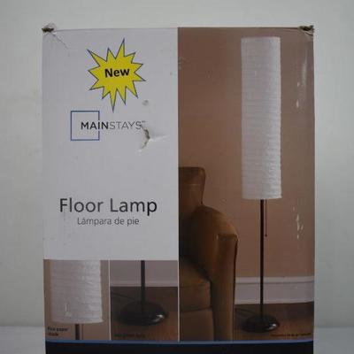 Mainstays Floor Lamp Black FInish - New, Damaged Box