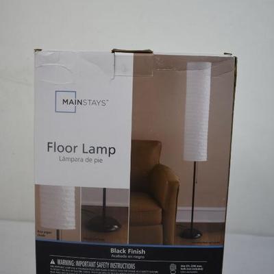 Mainstays Floor Lamp Black FInish - New, Damaged Box