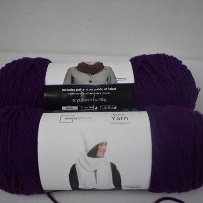 Mainstays Basic Yarn, Set of 2, 397 yds 7 oz, Purple - New
