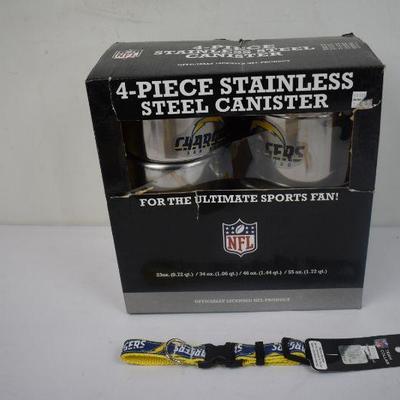 NFL Chargers 4-Piece Stainless Steel Canister & Small 10