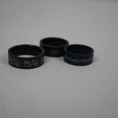 9 Men's Rings, Various Sizes/Styles - New
