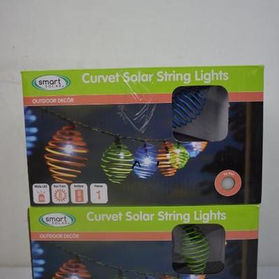Smart Solar Curve Solar String Lights, Set of 2 - New