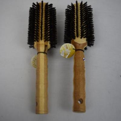 2 Wooden Hair Brushes - New
