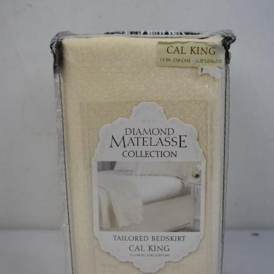 Diamond Matelasse Collection Tailored Bedskirt Cal King, Ivory - New