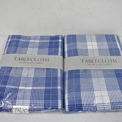 Blue Plaid Tablecloth, Set of 2 - New
