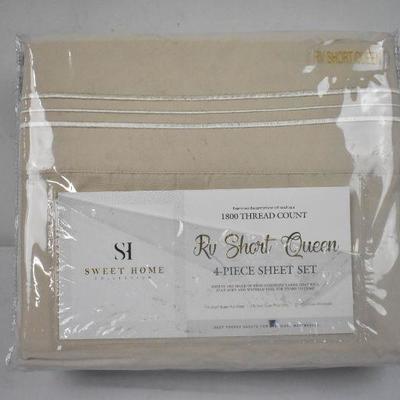 SH 1800 TC RV Short Queen Sheets, Beige, 4 Piece Set - New