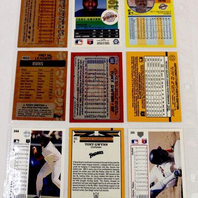 Tony Gwynn BASEBALL CARDS SET of 9