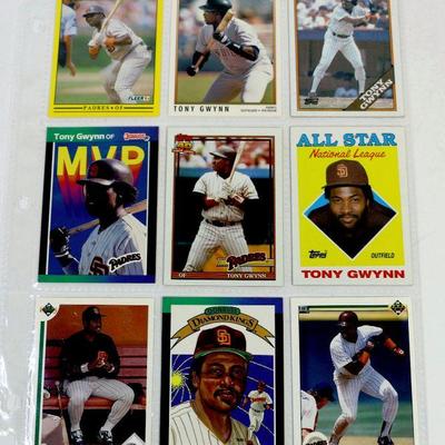 Tony Gwynn BASEBALL CARDS SET of 9