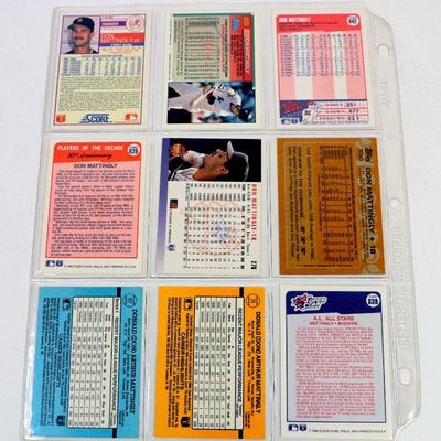 DON MATTINGLY. BASEBALL CARDS SET of 9 HOF