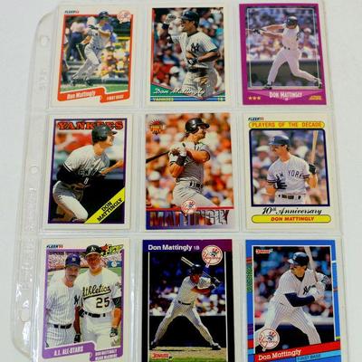 DON MATTINGLY. BASEBALL CARDS SET of 9 HOF