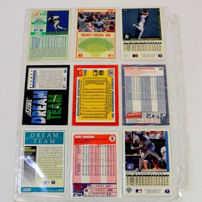 RICKEY HENDERSON BASEBALL CARDS SET of 9 HOF