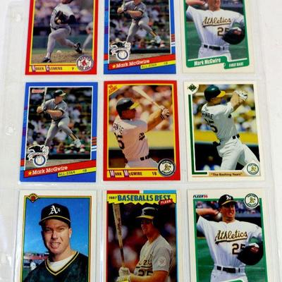 MARK McGWIRE BASEBALL CARDS SET of 9 HOF