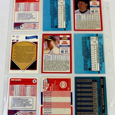 MARK McGWIRE BASEBALL CARDS SET of 9 HOF