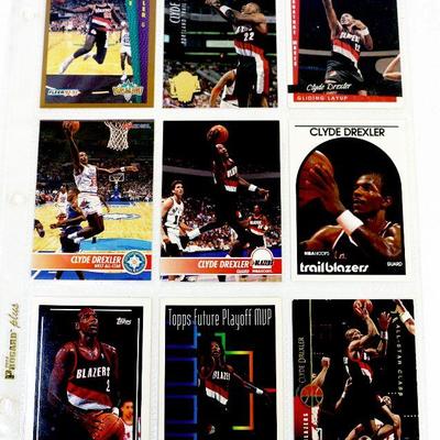 CLYDE DREXLER BASKETBALL CARDS SET of 9 HOF - MINT