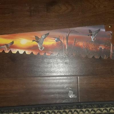 HAND PAINTED WOOD SAW