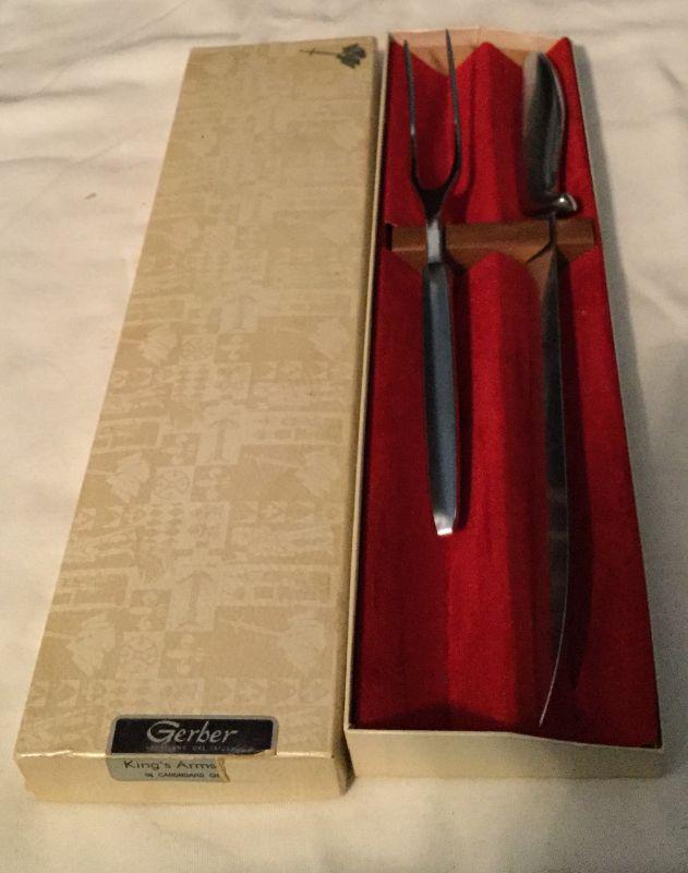 Vintage GERBER no 231 BRc meat Carving Set BALMUNG Knife and Ron Fork