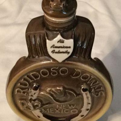 Vintage Jim Beam decanter 1968 Ruidoso Downs New Mexico Horse Army.