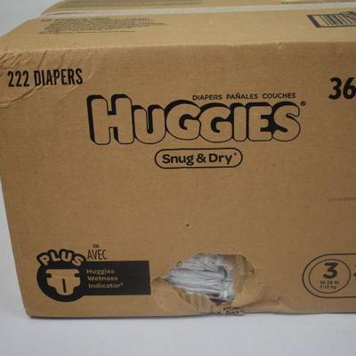 Huggies Snug & Dry, Size 3, 222 Count -Hole In Box & Package