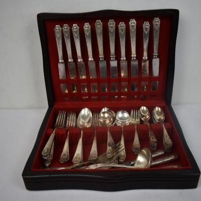 Vintage Silver Plated Silverware 77 Pcs & Wooden Box 15x11x3