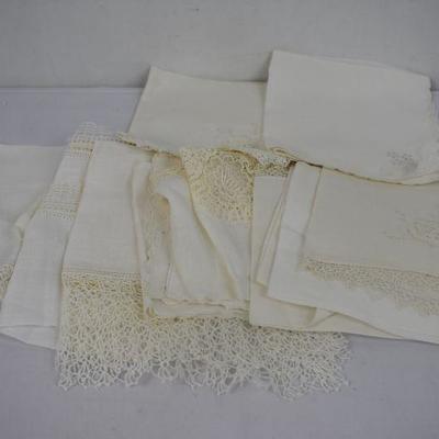 14 Vintage Handkerchiefs, White