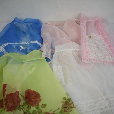 5 Vintage Aprons: 2 Pink, White, Blue, Green - Warehouse Dirt