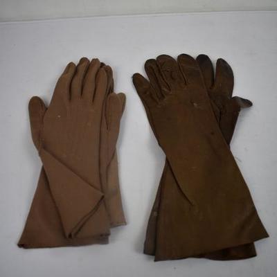 2 Pairs of Vintage Brown Gloves