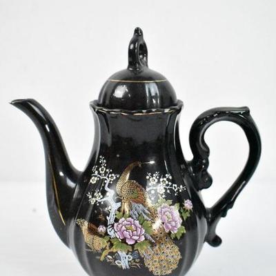 Black Peacock Teapot Made In Japan