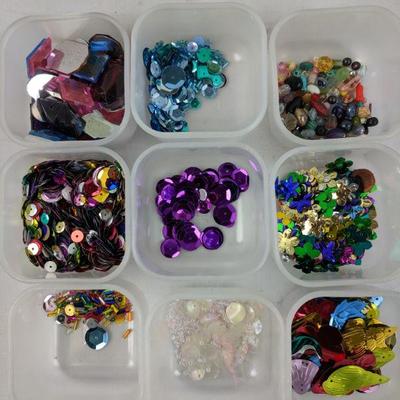 35 Small Containers W/ Sequins & Beads