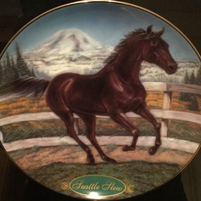 Framed Secretariat  and Seattle Slew Thorough  Breeds by Susan  Morton Danbury Collections both have Number A2325 Mint