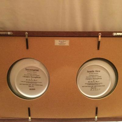 Framed Secretariat  and Seattle Slew Thorough  Breeds by Susan  Morton Danbury Collections both have Number A2325 Mint