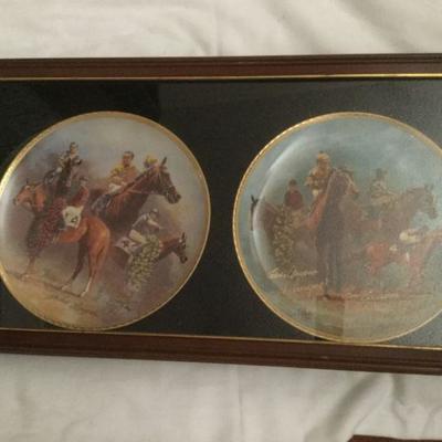 Signed in Gold Framed FRED STONE COLLECTOR PLATE THE AMERICAN TRIPLE CROWN 1937-1946 and FRED STONE COLLECTOR PLATE THE AMERICAN TRIPLE...