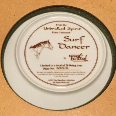 Framed Hamilton Unbridled Spirit Chuck Dehaan Surf Dancer and Moonlighe Majesty Horse Ltd Ed Plate