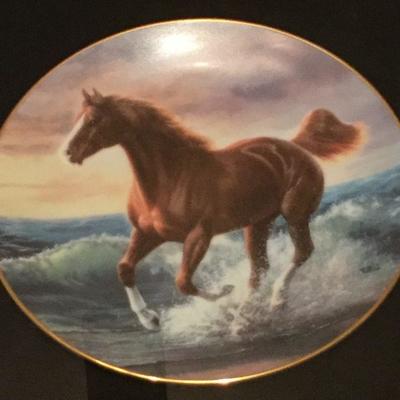 Framed Hamilton Unbridled Spirit Chuck Dehaan Surf Dancer and Moonlighe Majesty Horse Ltd Ed Plate