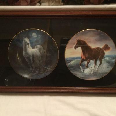 Framed Hamilton Unbridled Spirit Chuck Dehaan Surf Dancer and Moonlighe Majesty Horse Ltd Ed Plate