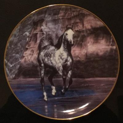 Framed "Proud Heart" and "Ebony Champion" Horse Plate Lesley Harrison Free Spirits 1995 Danbury Mint Number A743 Both