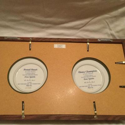 Framed "Proud Heart" and "Ebony Champion" Horse Plate Lesley Harrison Free Spirits 1995 Danbury Mint Number A743 Both