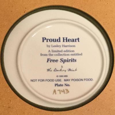 Framed "Proud Heart" and "Ebony Champion" Horse Plate Lesley Harrison Free Spirits 1995 Danbury Mint Number A743 Both