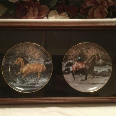 Framed Danbury Mint Free Spirits Beachcomber and Surfbreaker  Horse Ltd Ed Plate Each Number A743