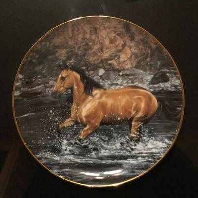 Framed Danbury Mint Free Spirits Beachcomber and Surfbreaker  Horse Ltd Ed Plate Each Number A743