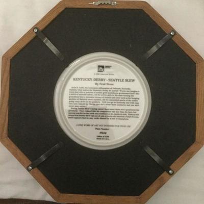 Signed in Gold Framed FRED STONE COLLECTOR PLATE THE AMERICAN TRIPLE CROWN 1919-1935 MINT CONDITION