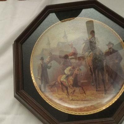 Signed in Gold Framed FRED STONE COLLECTOR PLATE THE AMERICAN TRIPLE CROWN 1919-1935 MINT CONDITION