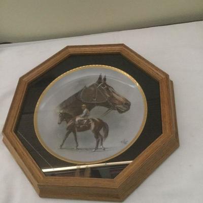 Framed Kelso  Thoroughbreds Plate Collection Danbury Mint Horse 