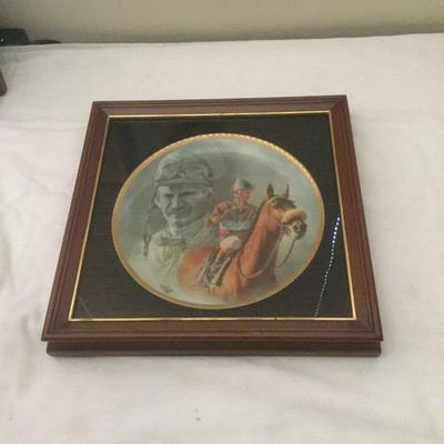 Framed Fred Stone The Old Warriors Bill Shoemaker Aboard John Henry Horse Plate framed