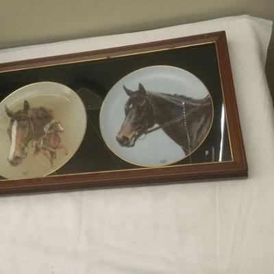 Framed 1988 AMERICAN ARTISTS FRED STONE HORSE RACING PLATE GENUINE RISK and RUFFIAN COLLECTOR PLATE