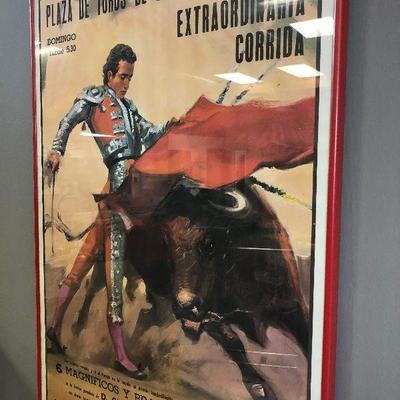 Lot #21 Framed Bull fighting Poster 