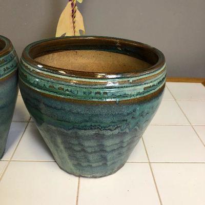 Lot #32 2 or Twin Ceramic Turquoise Pots