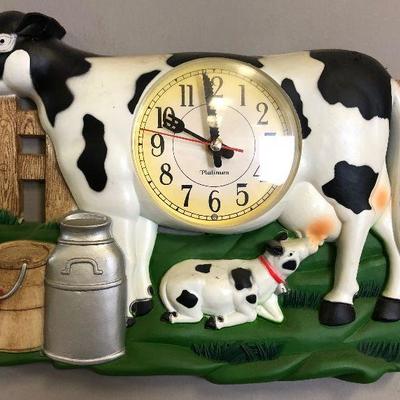 Lot #40 Milk Cow Clock - plastic