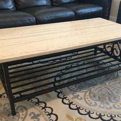 Lot #68 Wrought Iron Faux Marble Coffee Table Model Home