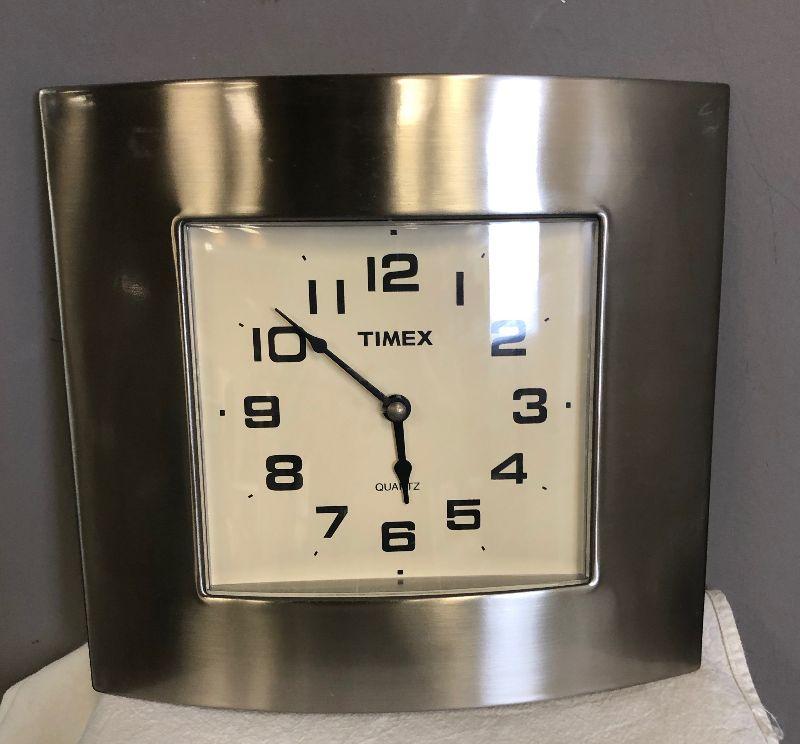 Lot 116 Timex Quartz Clock Stainless Steel Finish